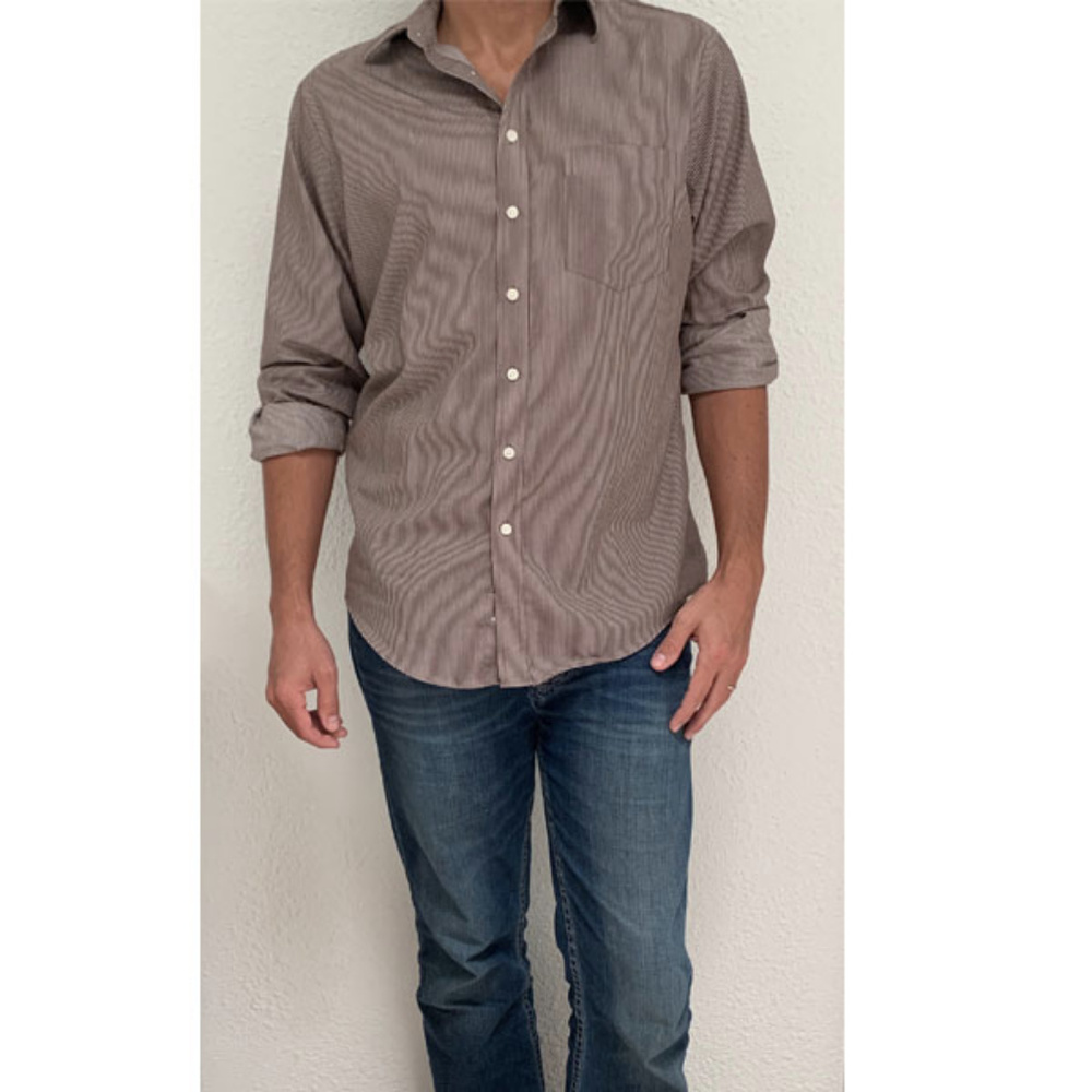 Merona Brown & White Pin Stripe Button Down